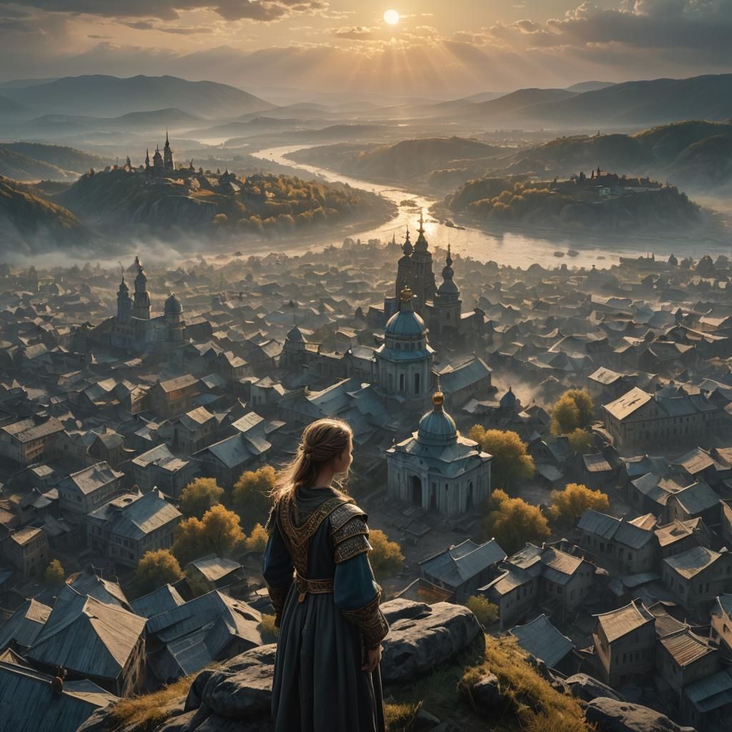 Epic Digital Painting of a Woman as the Rising Sun