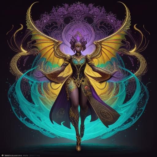 Dragon Peacock Woman in Abstract Expressionism Style