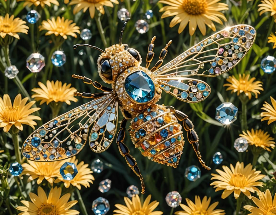 Crystal Gem Bee Flying in Sunlight
