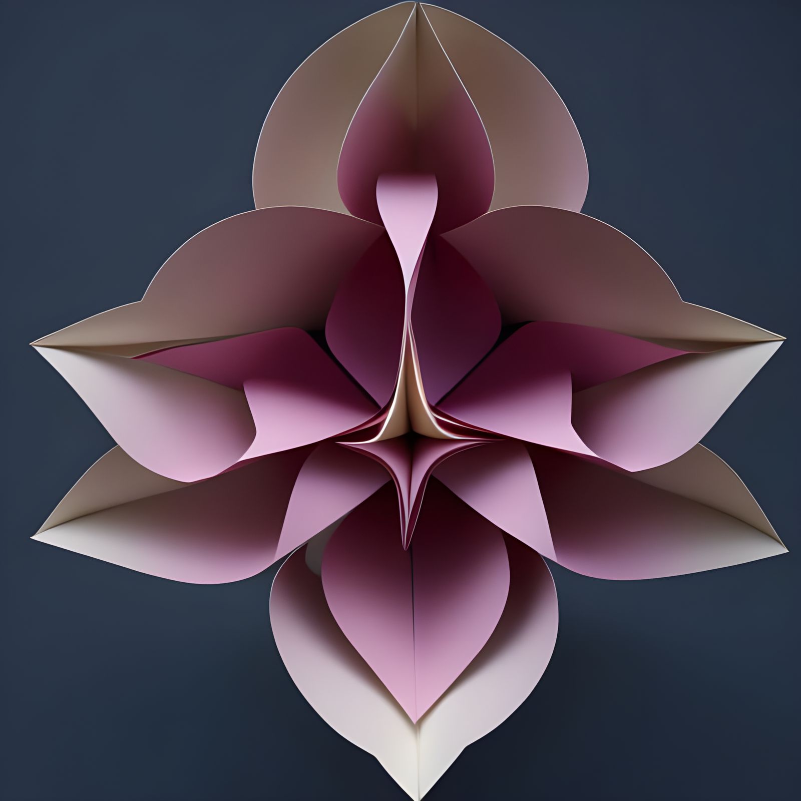 Symmetrical Paper Flower Sculpture in Pink and White