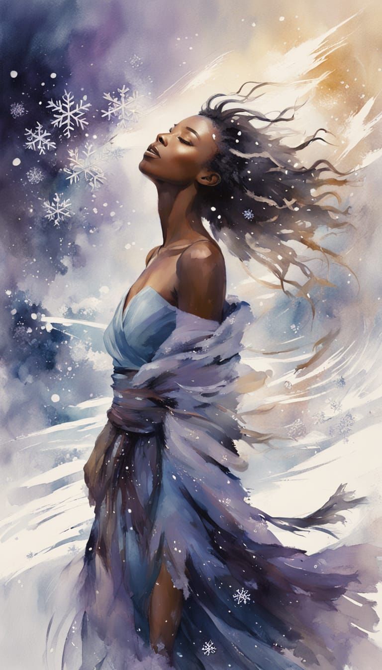 Ethereal Portrait of a Young Lady in a Snowy Landscape
