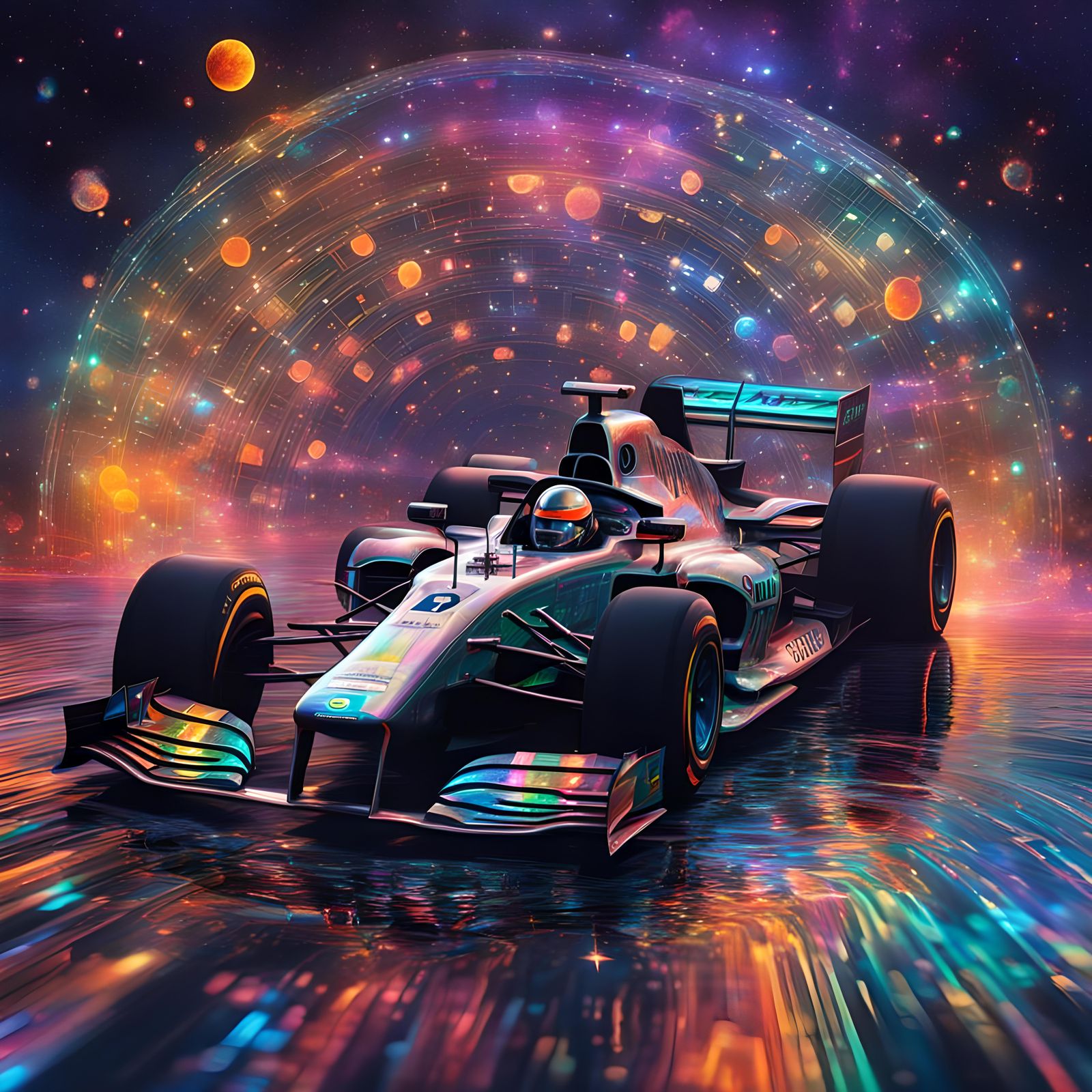 Holographic F1 Car in Astral Cosmic Style