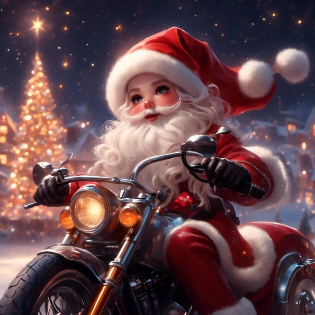 Santa Girl's Magical Harley Ride to the Stars