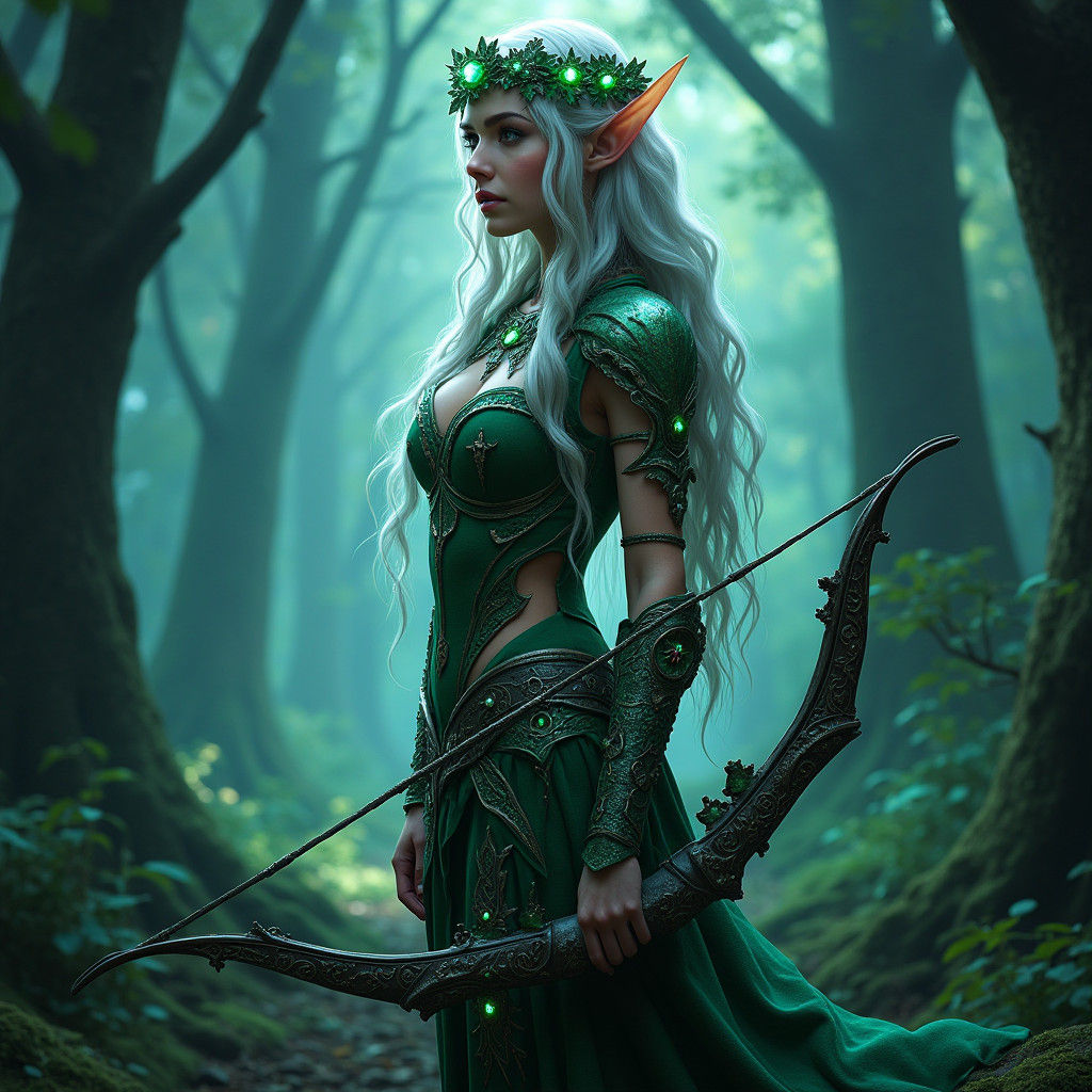 Elven Warrior in Enchanted Forest Concept Art