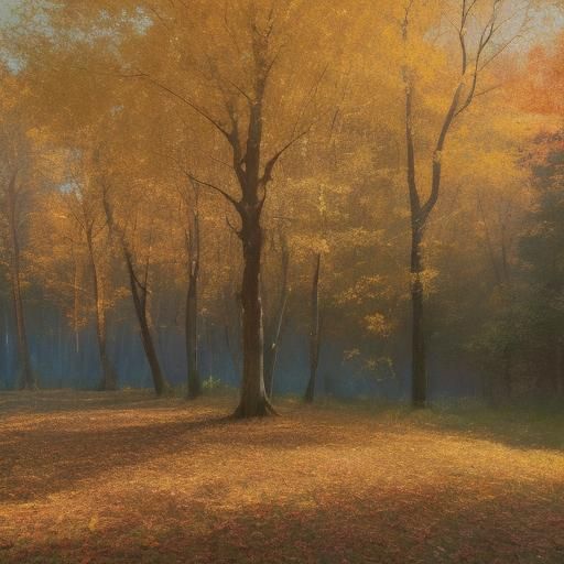 Impressionist Autumn Trees in Soft Sunlight