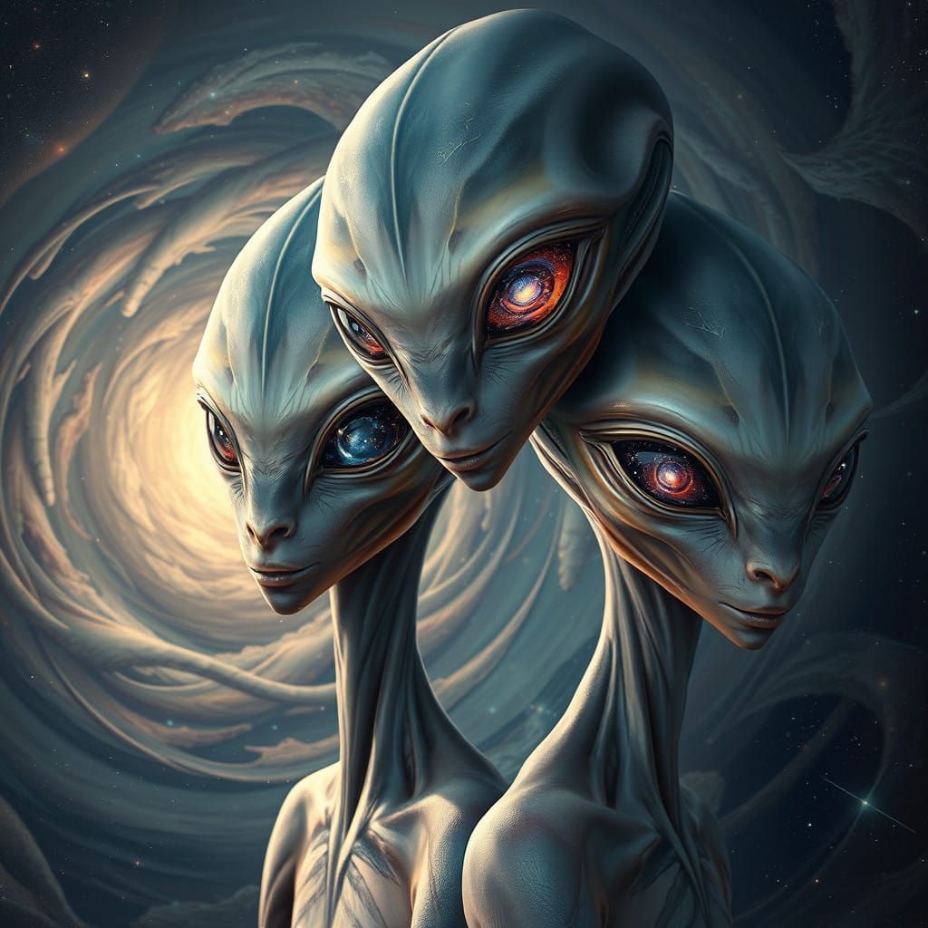 Enigmatic Cosmic Beings with Universes in Their Eyes