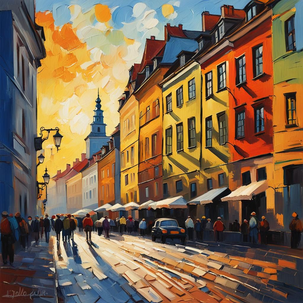 Warsaw Cityscape in Neo-Expressionist Style