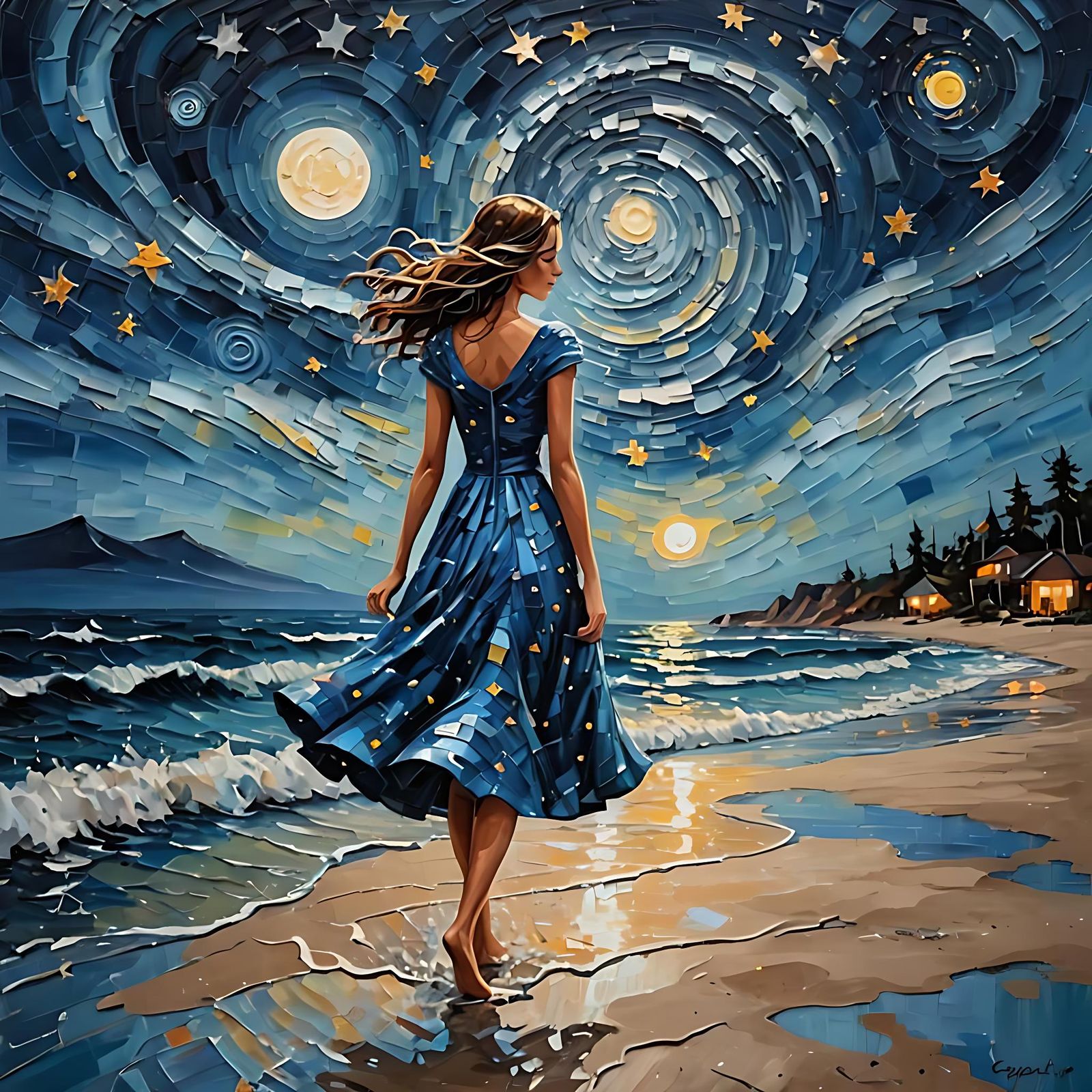 Moonlit walk on the beach