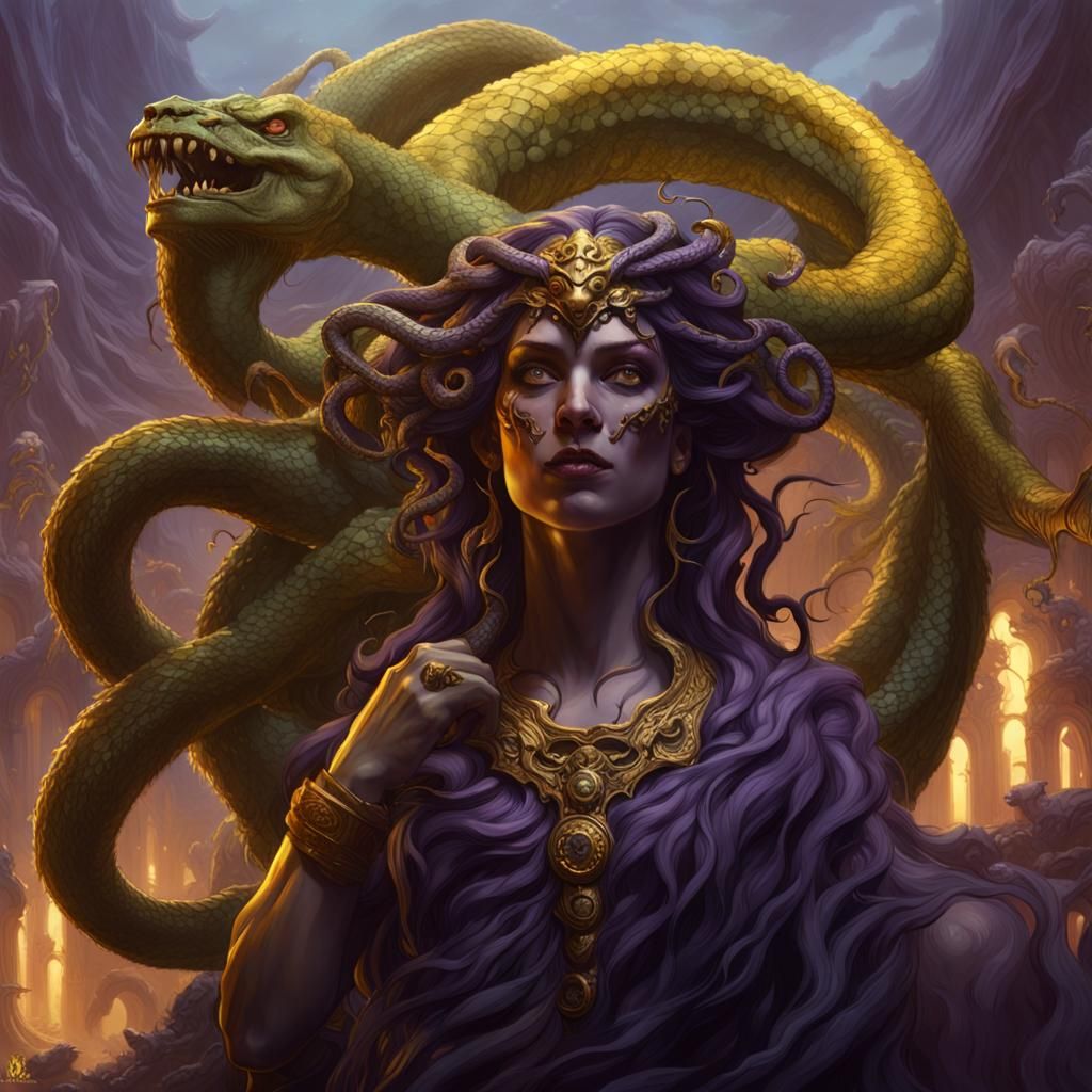 Medusa and Hydra: Dark Fantasy Concept Art