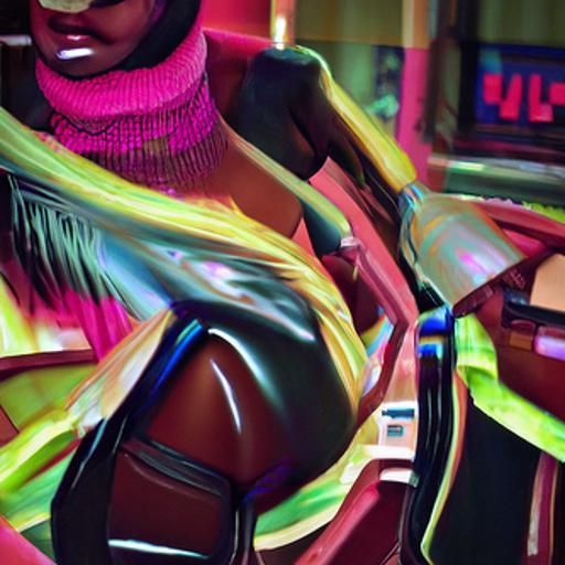 Black Women in Cyberpunk Autumn Landscape