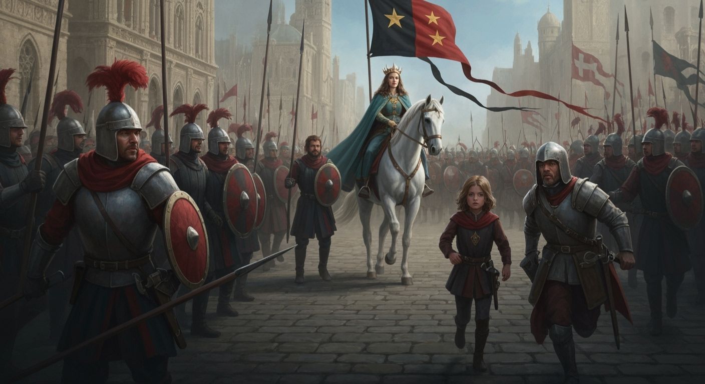 Queen Valerisia Rides in a Matte Painted Scene