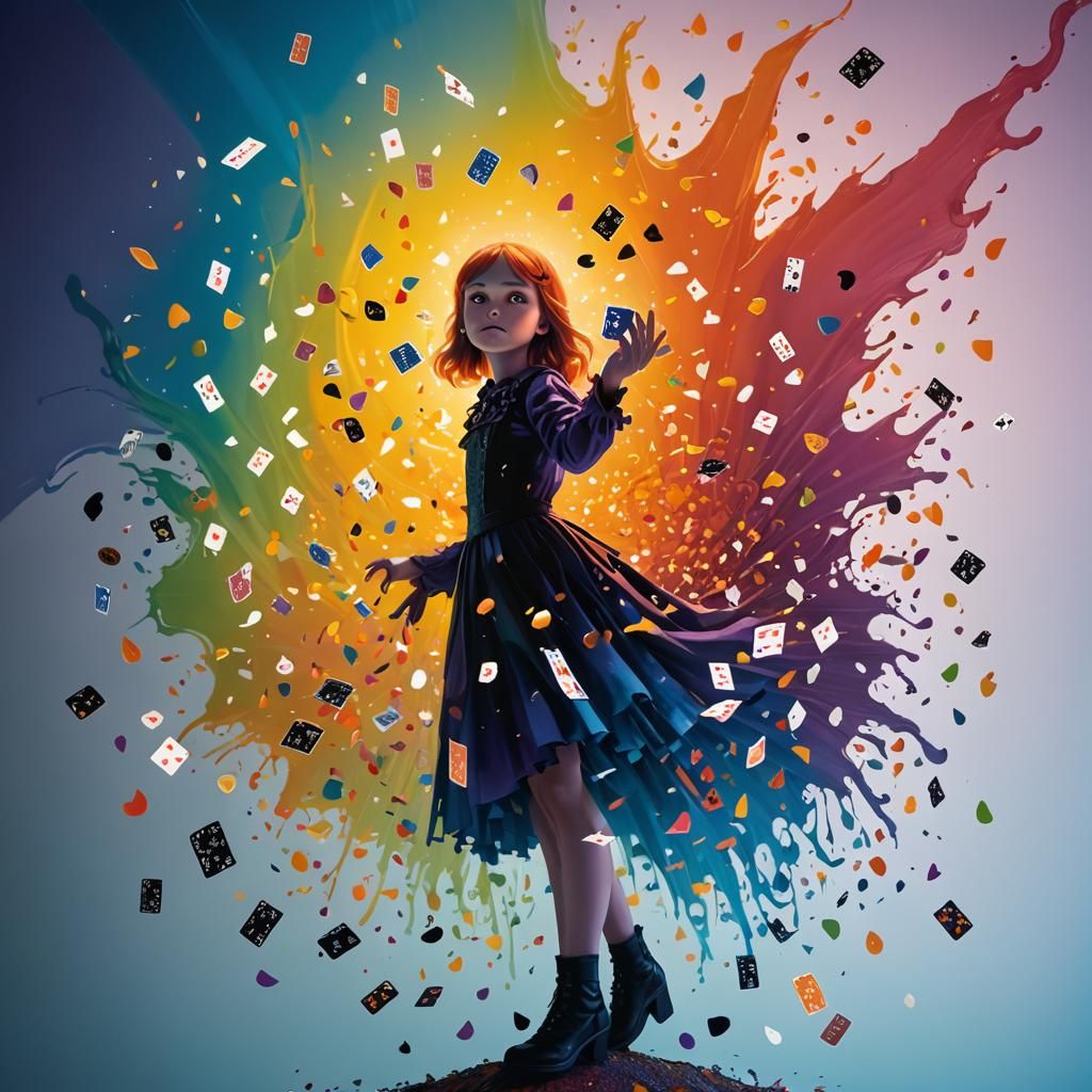 Surreal Halloween Dreamscape with Playing Cards