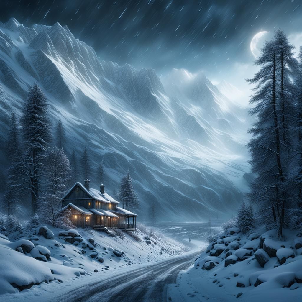 Epic Winter Blizzard in Digital Matte Painting