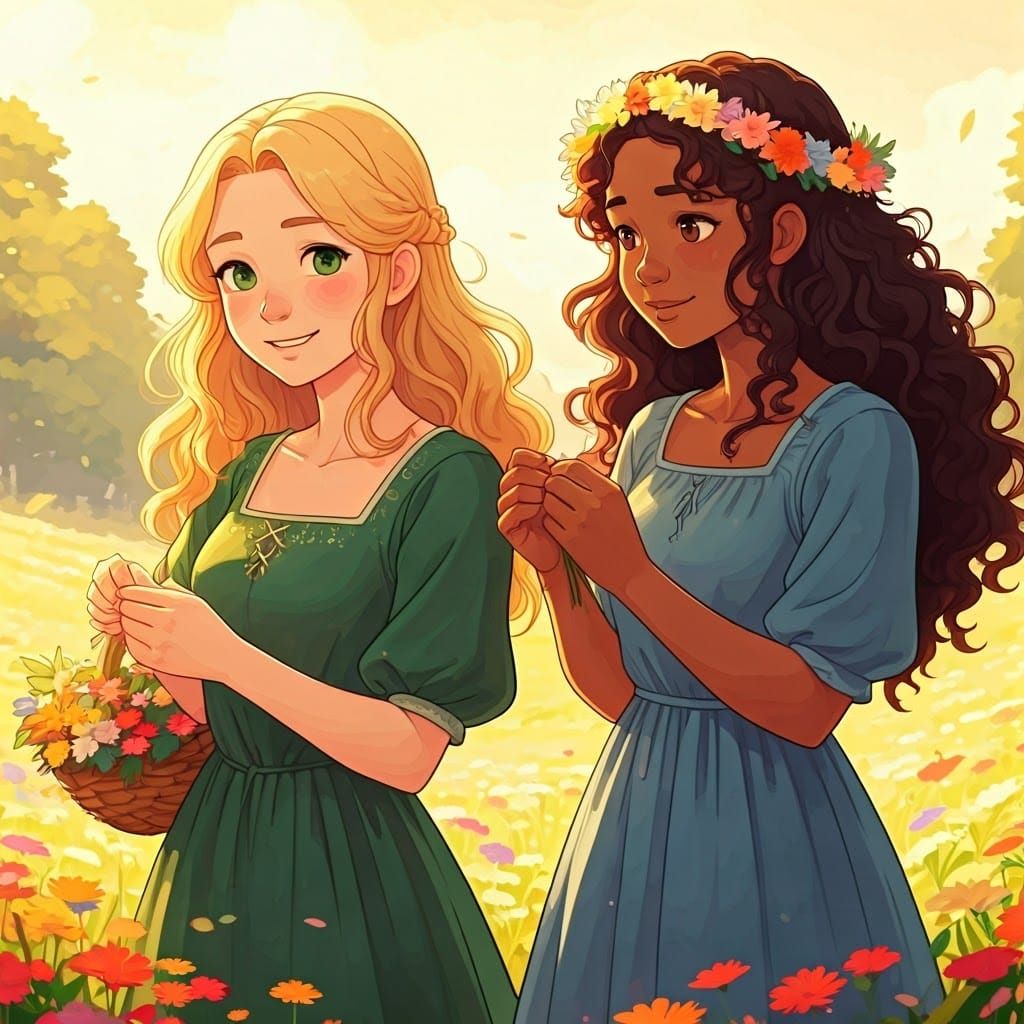 Friends in a Meadow of Wildflowers