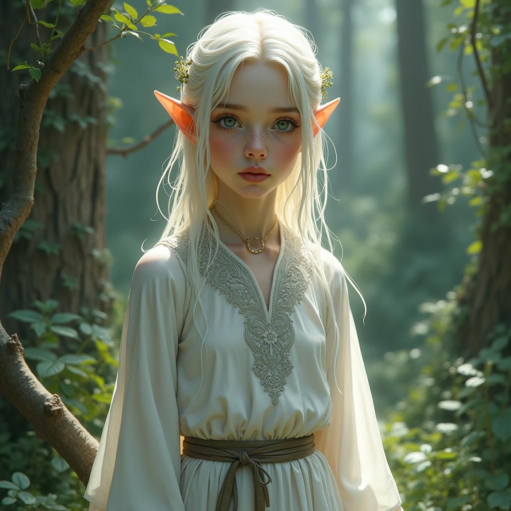 Ethereal Wood Elf in Atmospheric Digital Painting