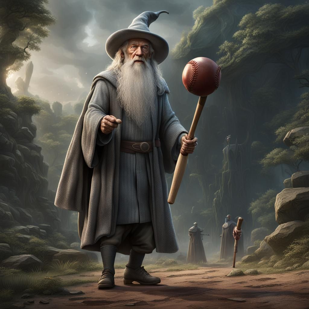 Gandalf Trades Staff for Bat in Matte Painting
