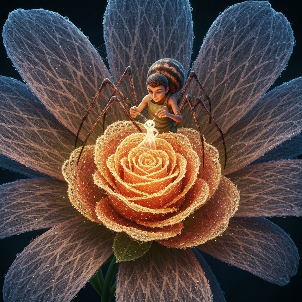 Spider Artist Crafts Glowing Silk Sculpture in Giant Flower
