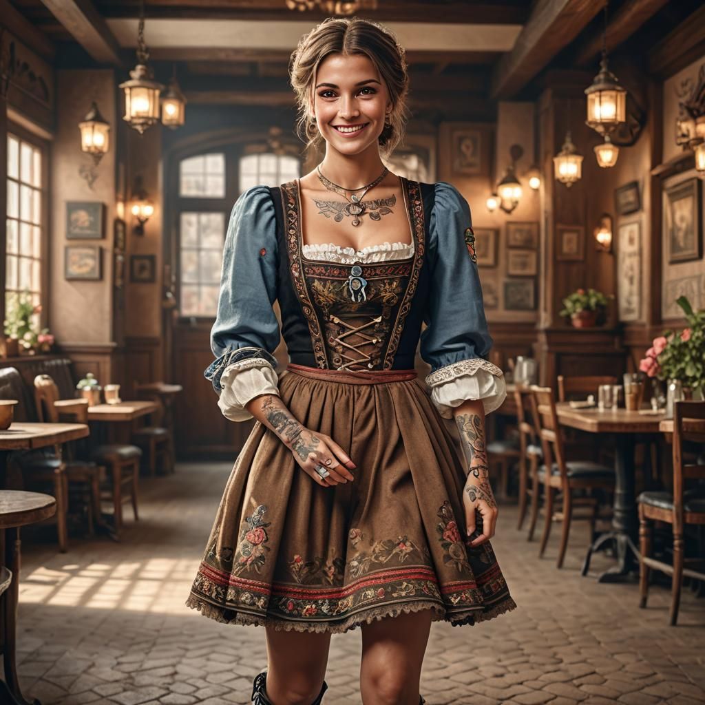 Attractive Woman in Bavarian Dress: Hyperrealistic Portrait