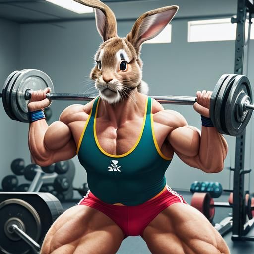 Muscled Rabbit Weightlifting