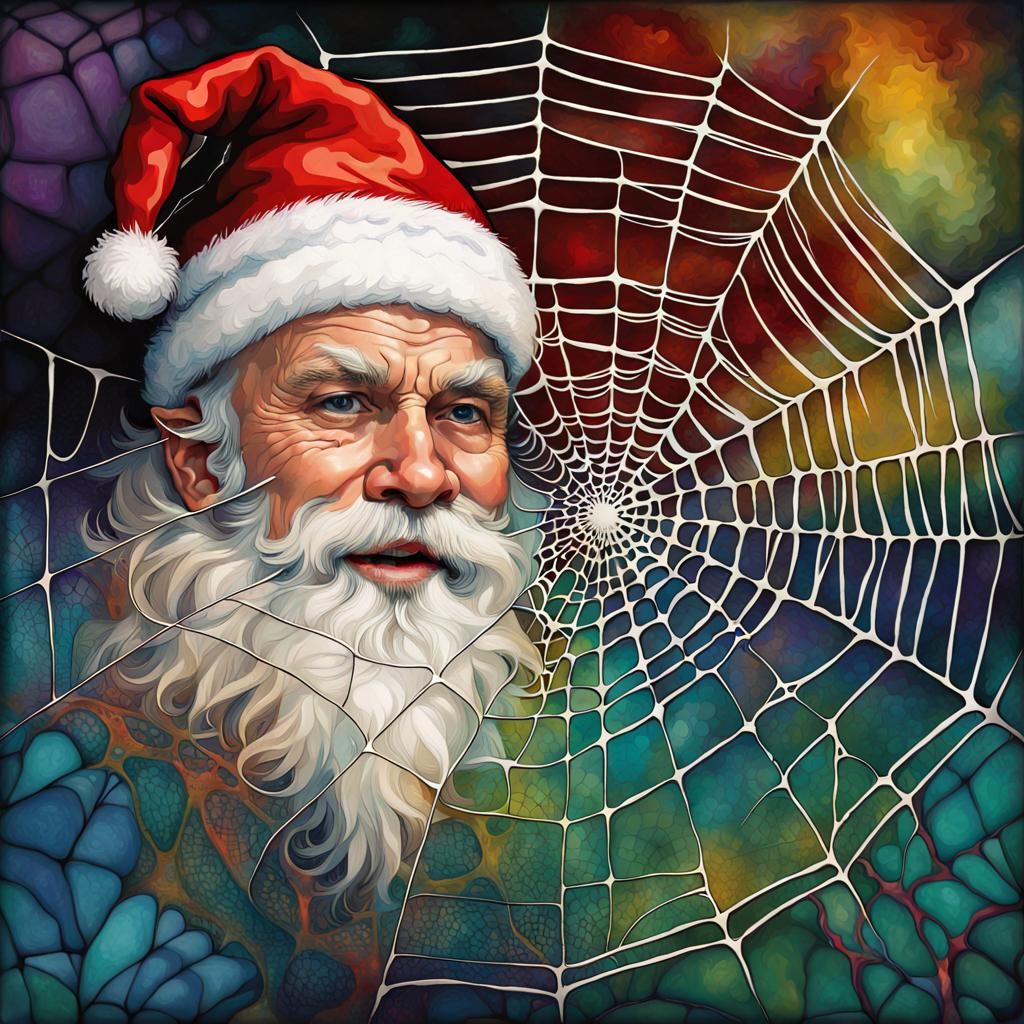 Festive Spiderweb in Visionary Alcohol Ink Style
