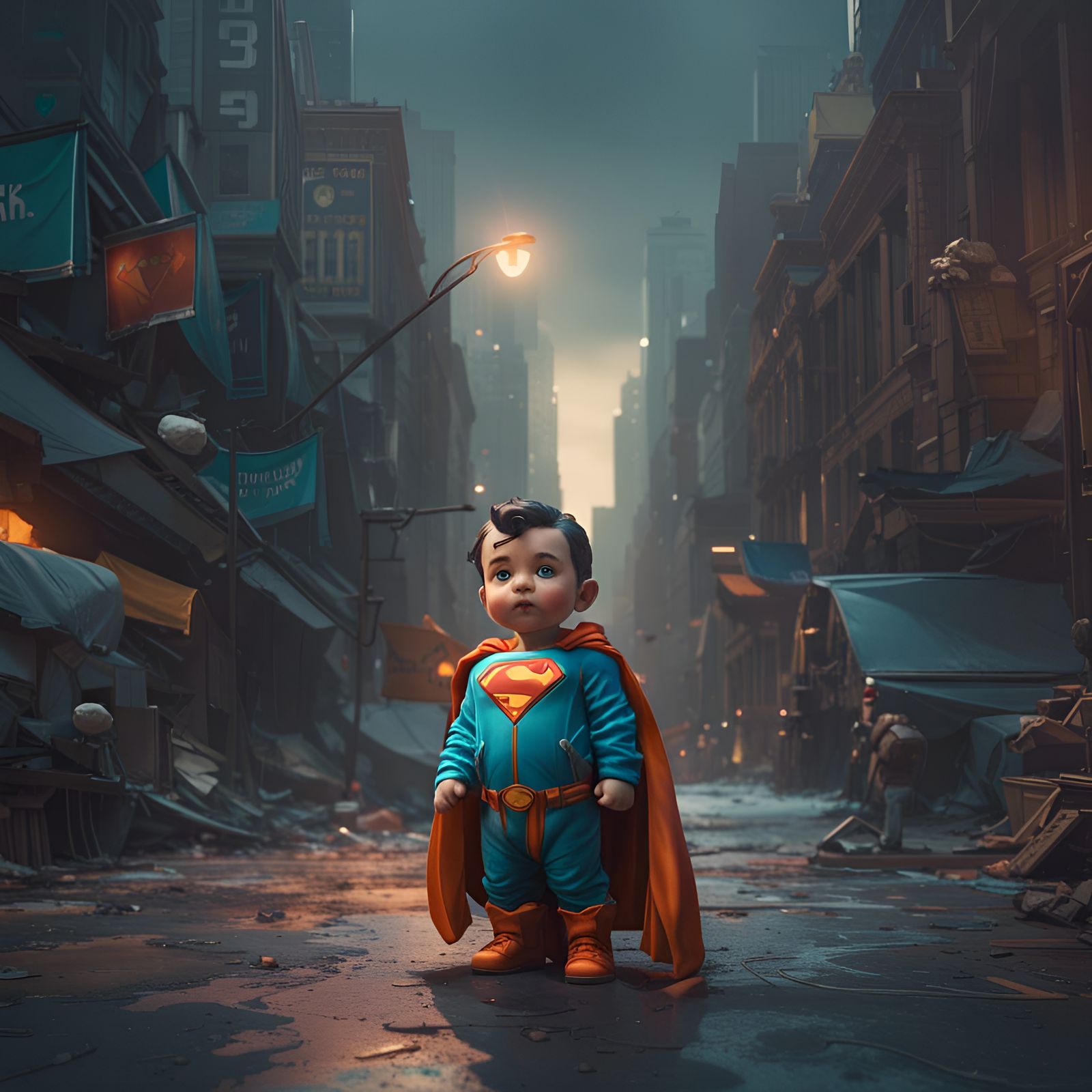 Hyperdetailed Little Superman Concept Art in 8k