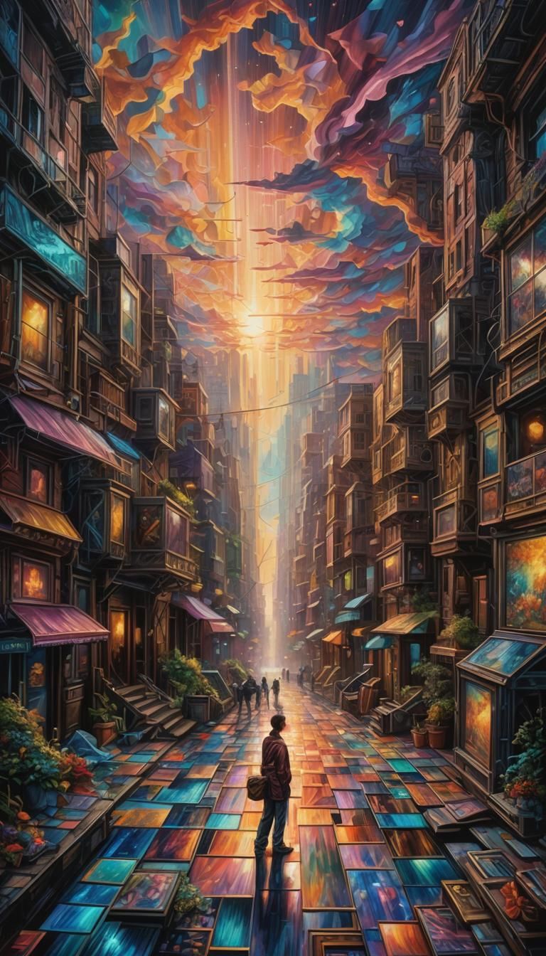 Abstract Geometric Art with Prismatic Colors