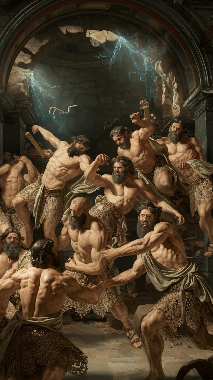 Muscular Greek Gods Clash with Demonic Forces in Ancient Tem...