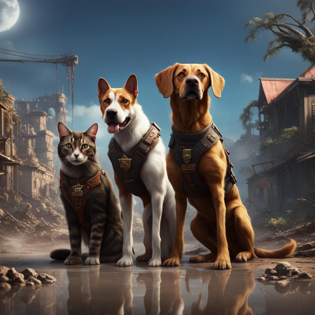 The A-Team: Dogs and Cats in Detailed Matte Painting