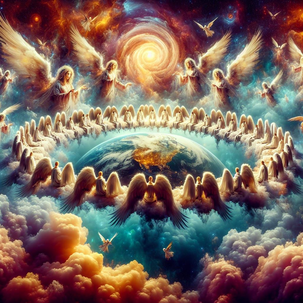 Angels Watching Earth: A Matte Painting