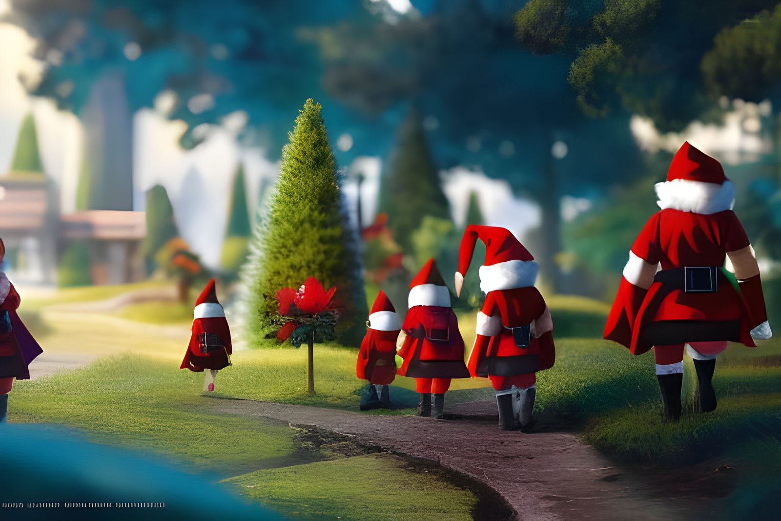Santa's Elves Strike: Anime Key Visual in Ghibli Style