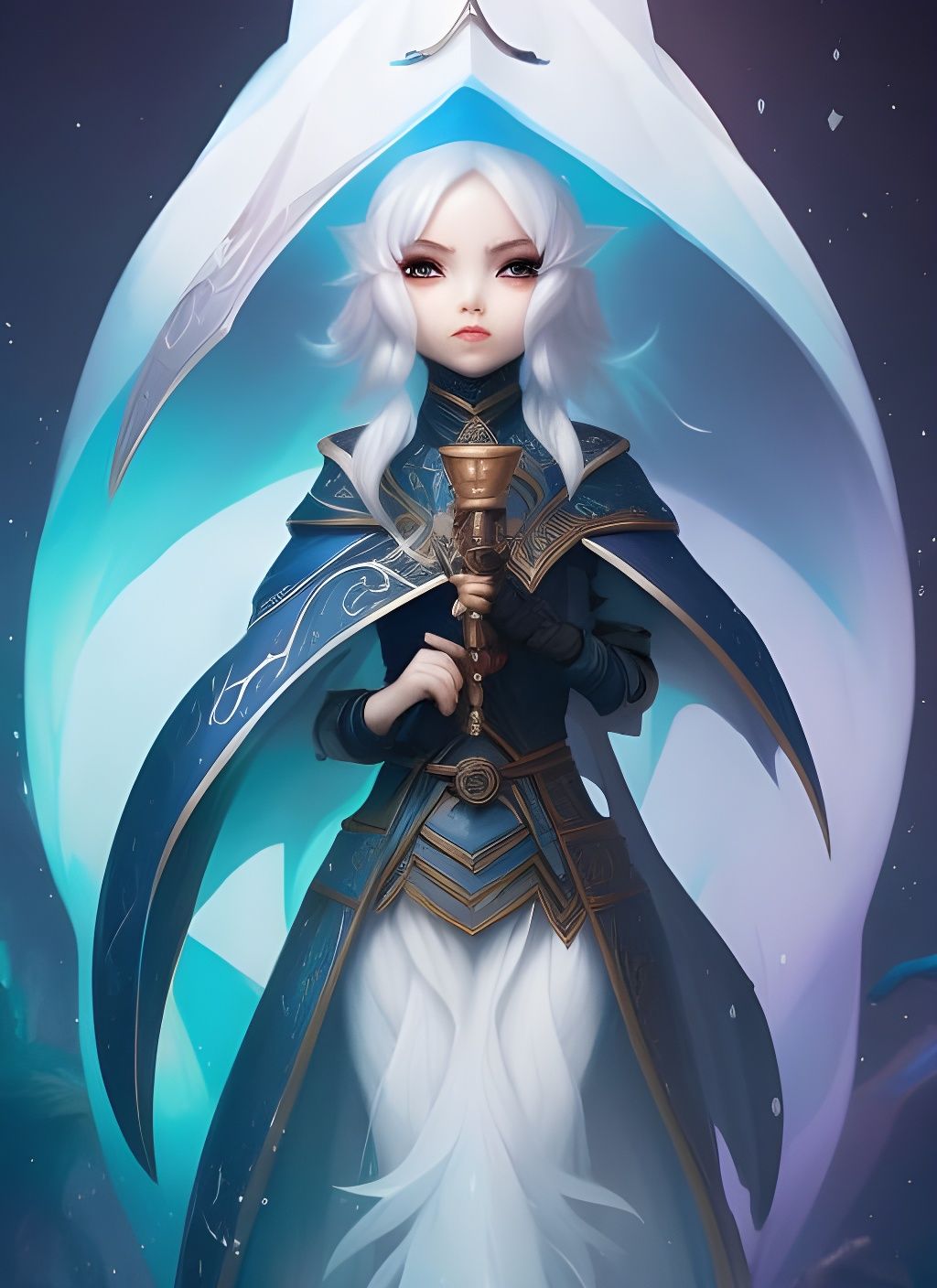 Chibi Ice Mage Portrait in Stylized Polygon Art