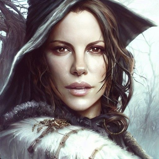 Dashing Huntress in a Dark Fantasy Landscape