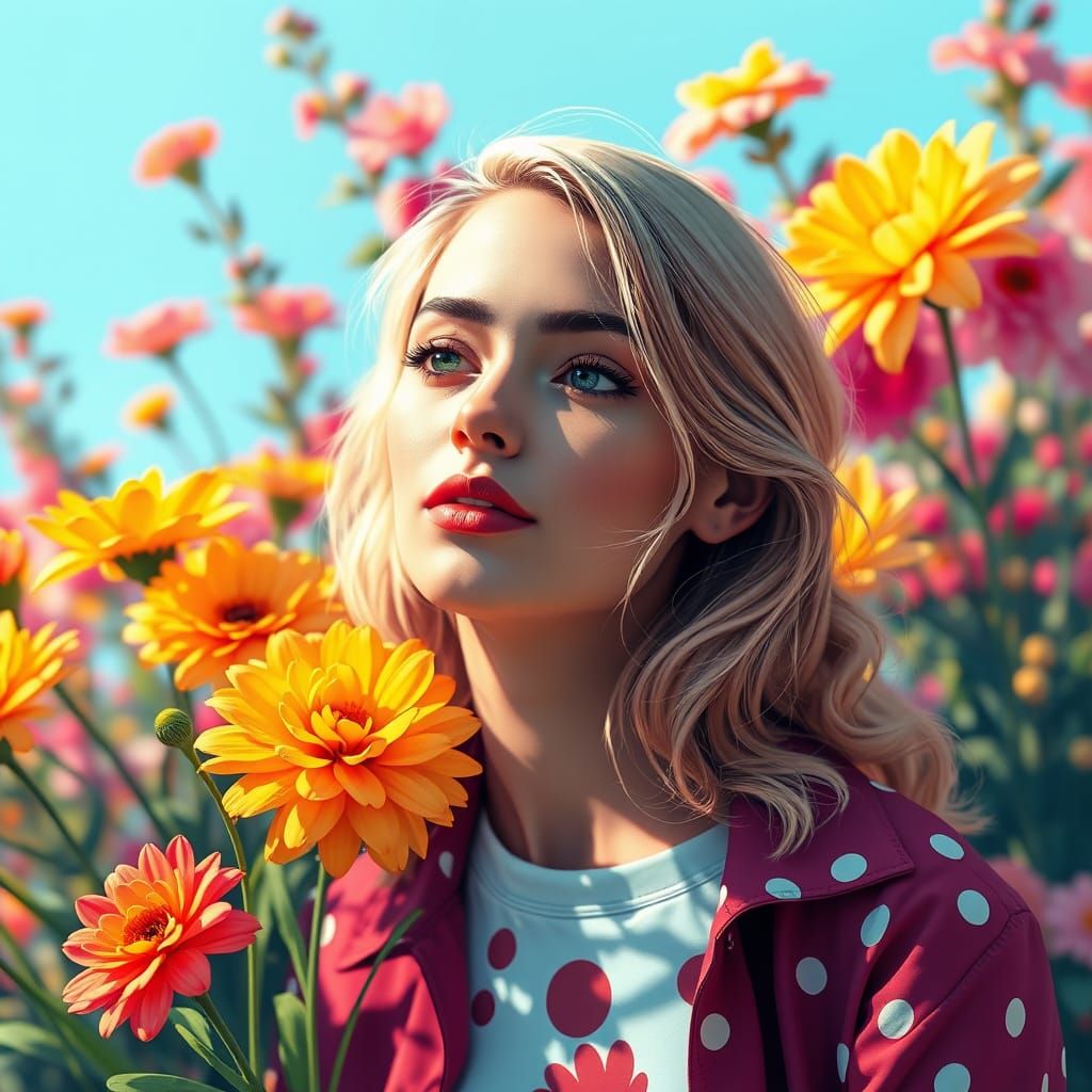 Relaxed Woman Portrait in a Candy Art Style