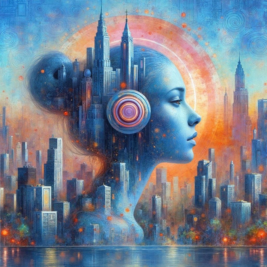 Ethereal Cityscape with Dreamlike Beauty in a Surrealist Sty...