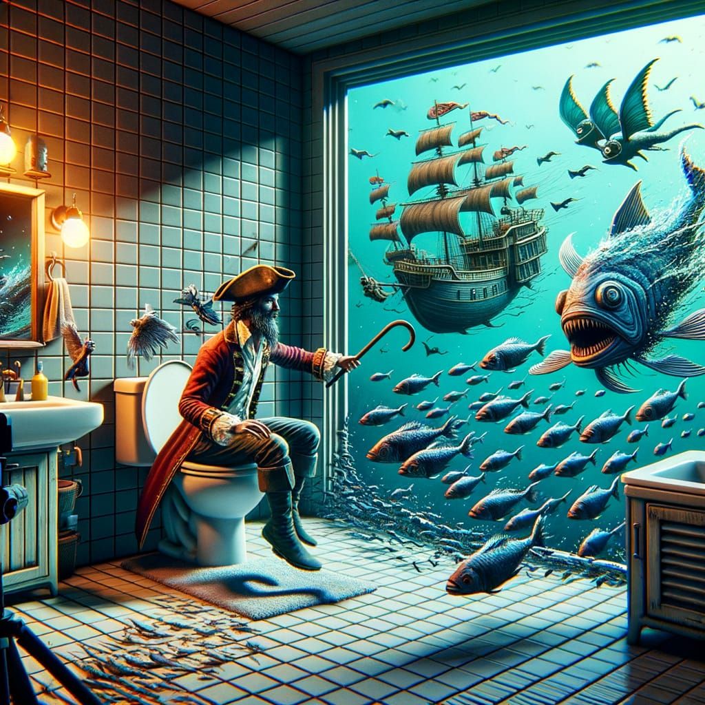 Father Escapes Pirate Serega on Toilet, Filmed by Flying Fri...