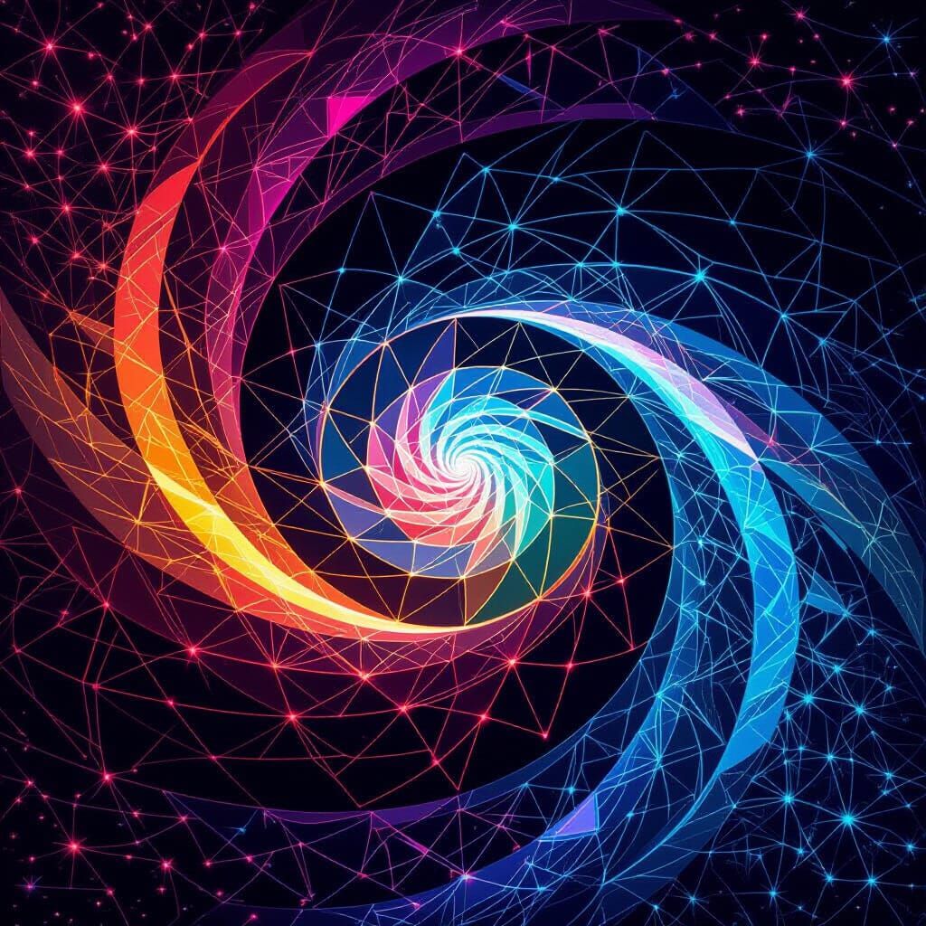 Futuristic Galaxy: Neon Fractal Bands of Civilization