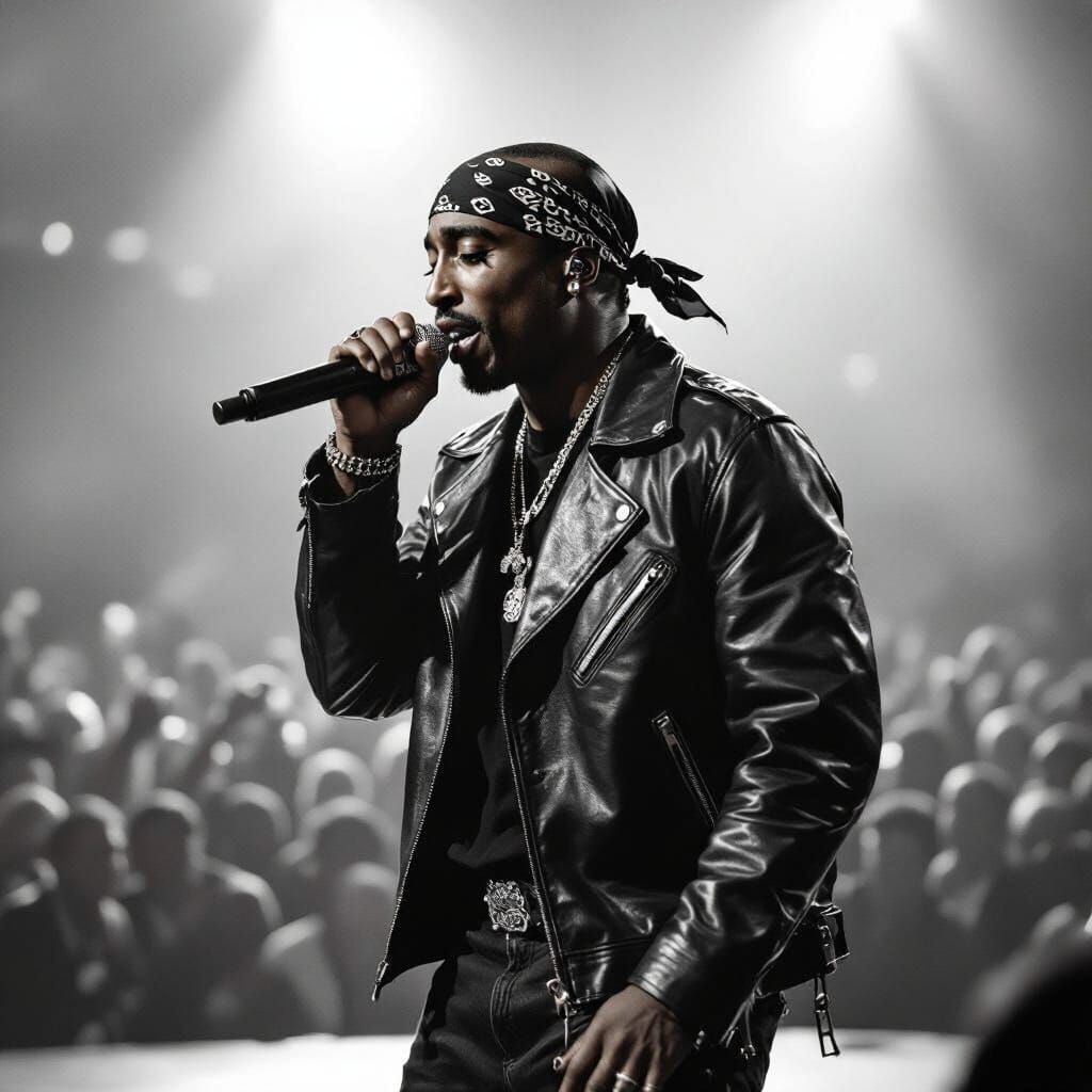 Tupac Shakur Concert, Black and White Photography