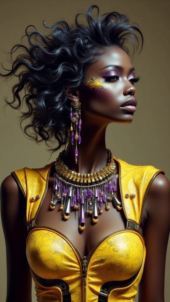 African Goth Girls in Fluorescent Fashion