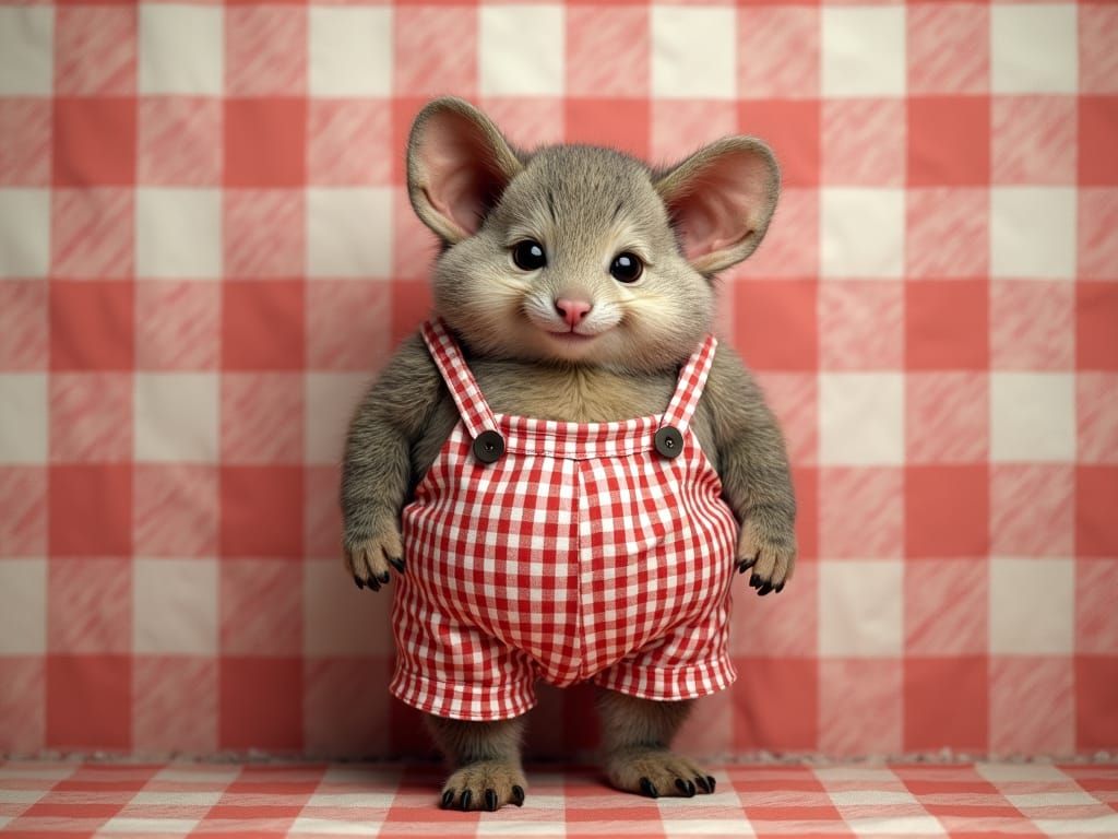 Very Small Creature Wearing Enormous Gingham Knickerbockers