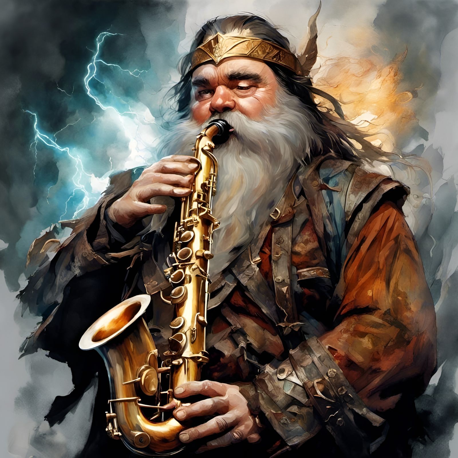 Gimli's Saxophone Serenade: A Digital Portrait