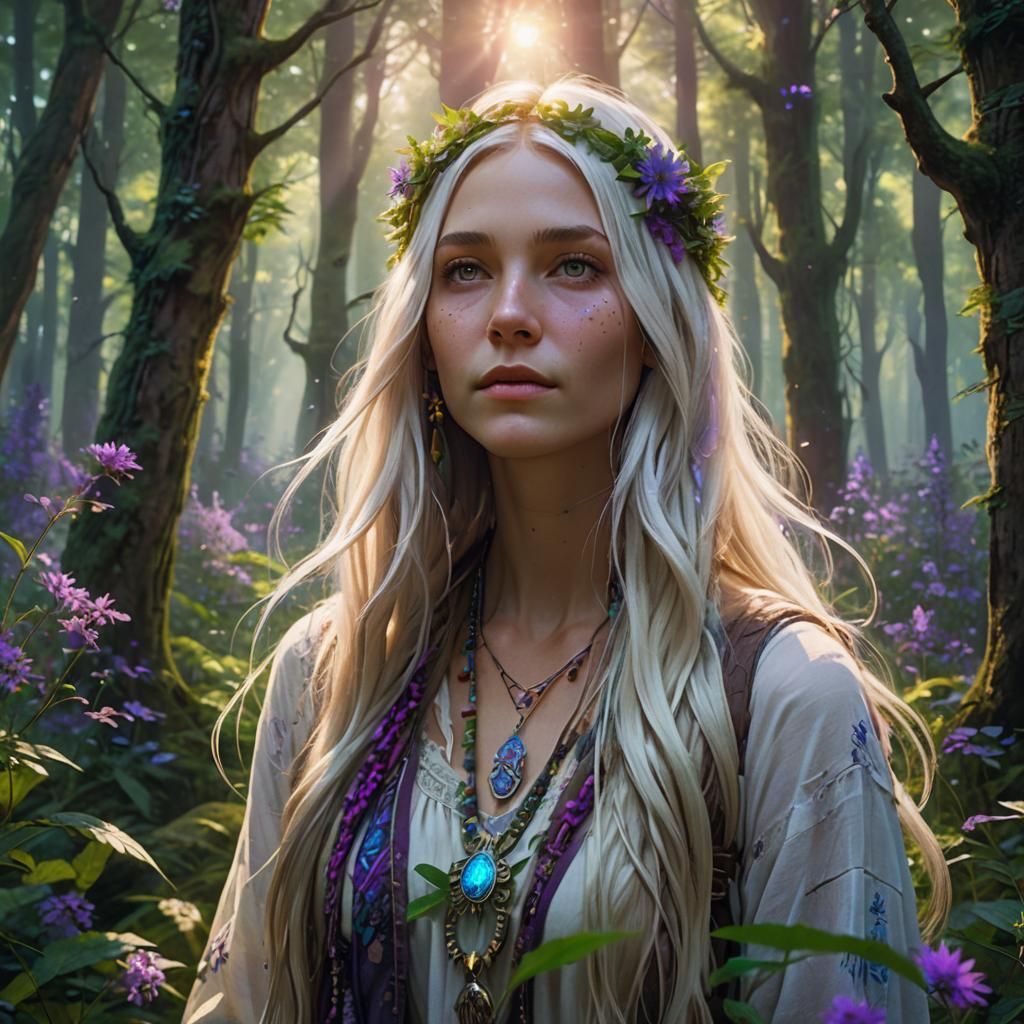 Hippie Woman in Forest: Fantasy Concept Art