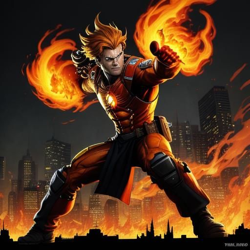 Flames Engulf Cityscape in Comic Book Art