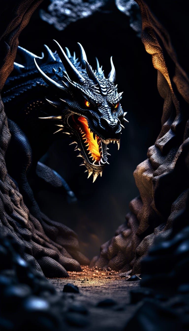 Epic Black Dragon Emerges: 3D Rendered Fantasy