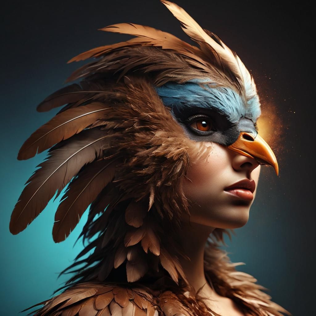 anthropomorphic female bird
