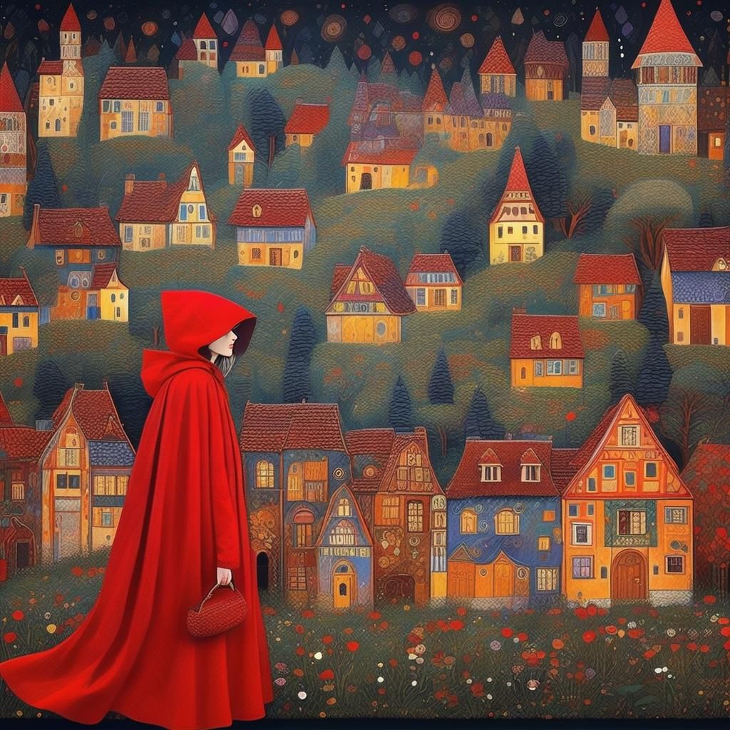 Little Red Riding Hood in Klimt Style