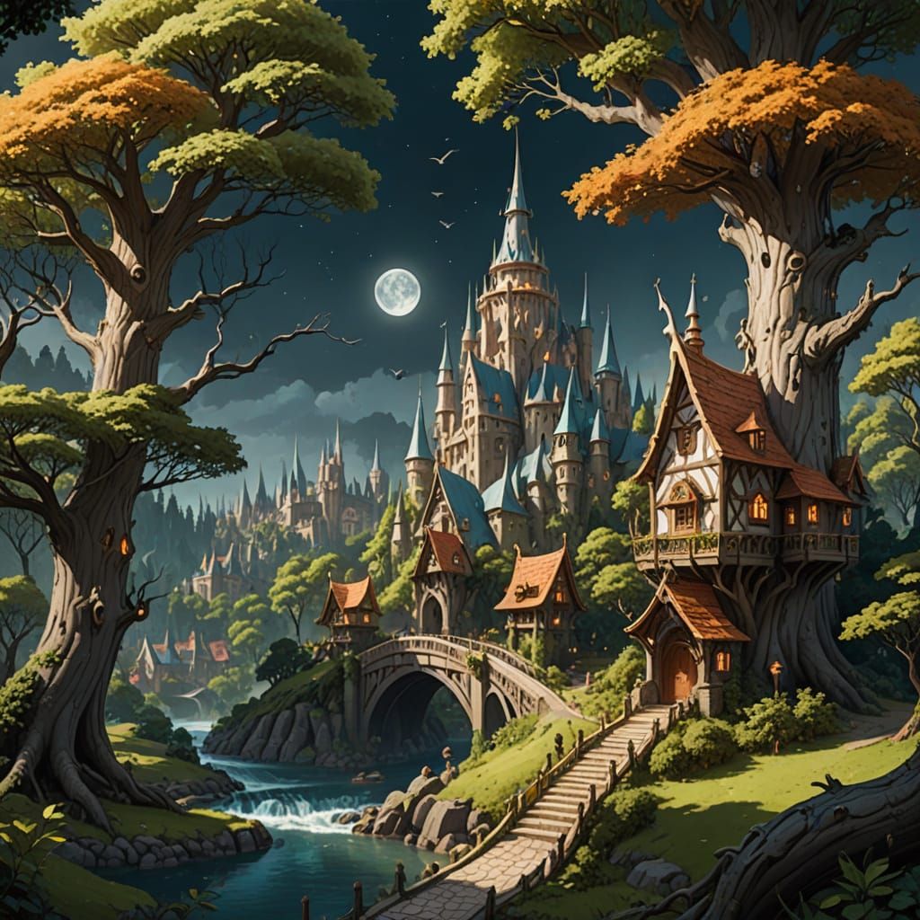 Elven Kingdom Capital in Forest Canopy