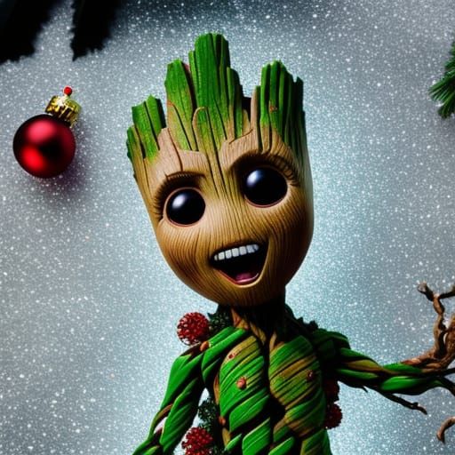 Christmas Groot in Holiday Dress