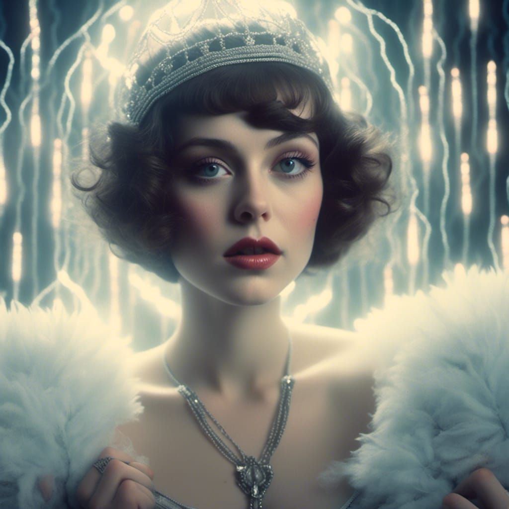 Retro Pulp Sci-Fi Flapper in Art Deco Style