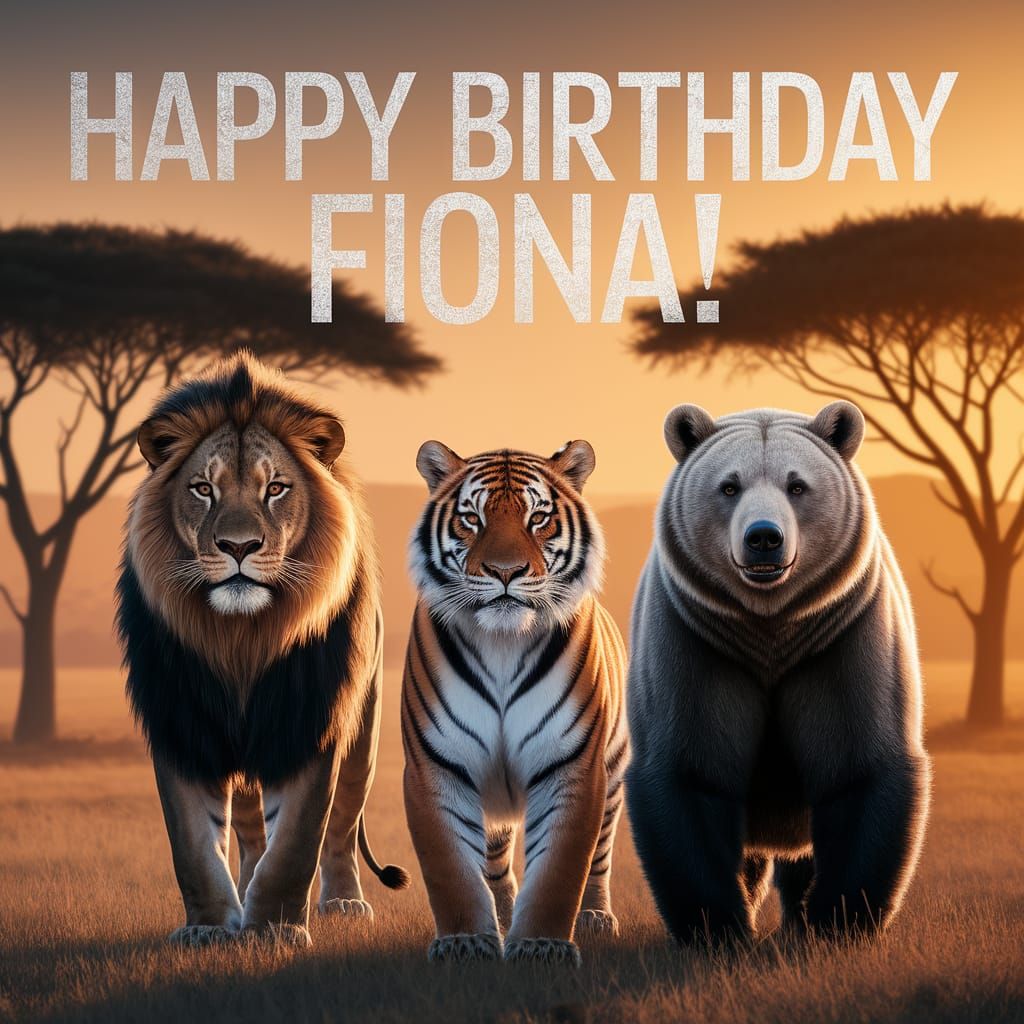 Lion, Tiger, and Bear Savanna Portrait