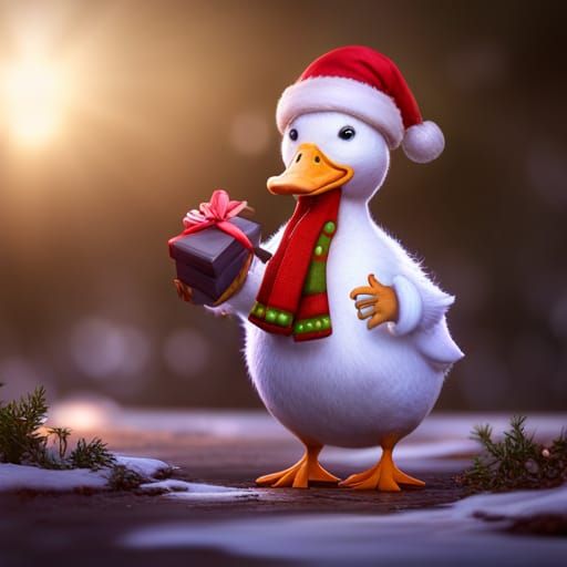 Festive Christmas Duck in Detailed Matte Painting